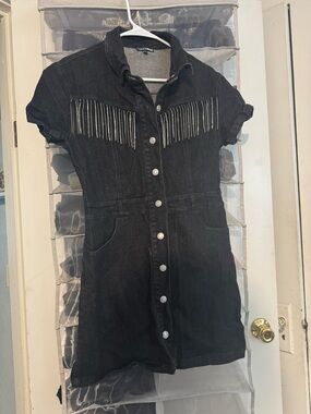 Fashion Nova Black Denim Mini Dress
